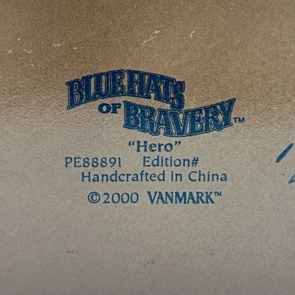 Rare Vintage 2000 Vanmark Blue Hats of Bravery “Hero” #1/1730 Collector Plate - Picture 5 of 7